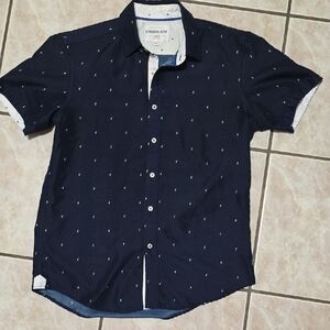 Michael Kors Blue Casual Button Down Shirt with White Contrast